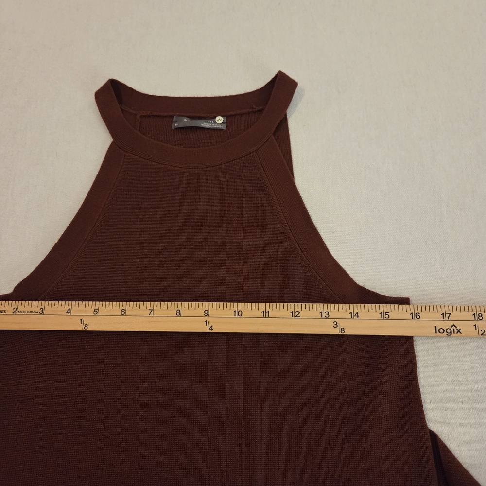 ANTHROPOLOGIE Annette Rusty Brownβ Knit Belted Sleeveless Halter Tank Women's XS - Picture 7 of 12